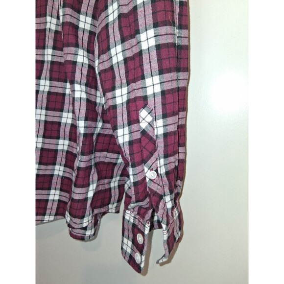 Women's J. Crew Burgundy Plaid Flannel Button-Down Shirt, Size Large - Picture 6 of 9